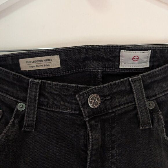 AG Adriano Goldschmied The Legging Ankle Washed Black Destroyed Jeans - Picture 7 of 9